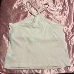 White Ribbed Halter Top